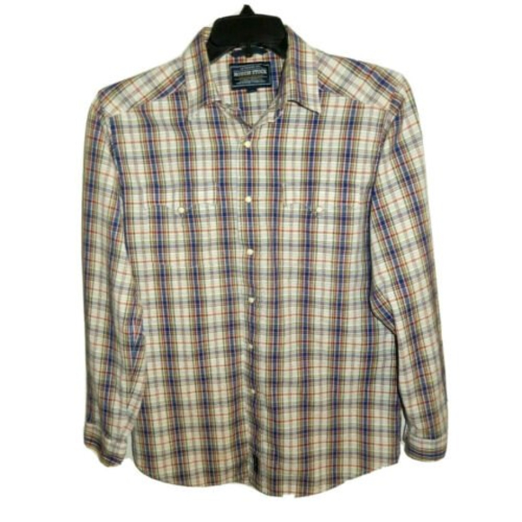 Panhandle Slim Rough Stock Plaid Shirt Men's Medium Pearl Snap Western Cowboy - Picture 5 of 6